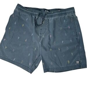 Billabong Sundays Layback Board Shorts Mens XL Blue Paisley Recycled Swim Trunks